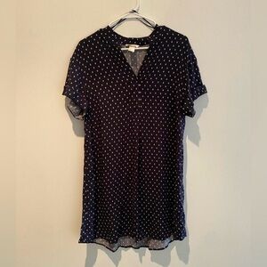 H&M Dark Blue Dotted Shirt Dress
